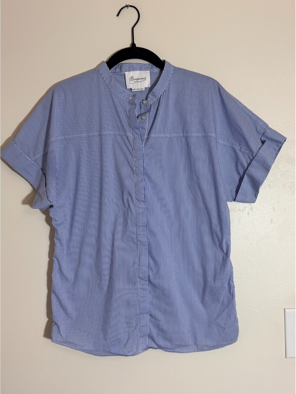 BONPOINT ARC SHOULDER BUTTON DOWN BLUE STRIPED BLOUSE S